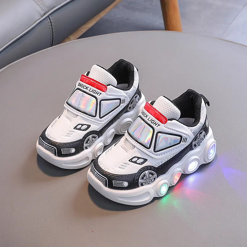 Funny Cartoon Car Surface LED Casual Sneaker for Kids Boys Sparkly Outdoor Shoes Children Lighted Non-slip Luminous Shoes H08142