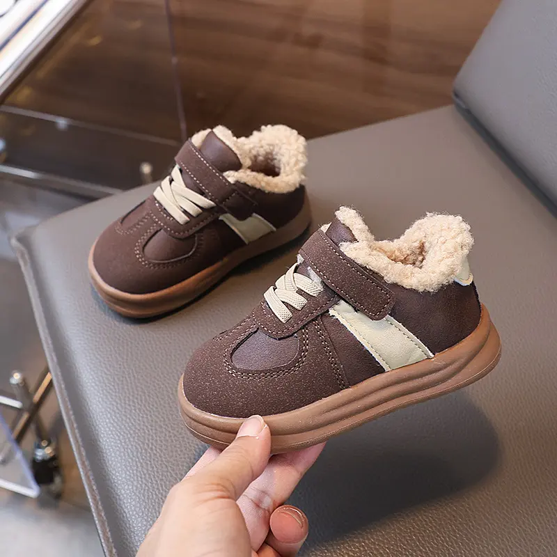 High Quality Children's Sneakers Suede Casual Shoes Winter 2024 New Cold-proof Kids Boy Fur Shoes Flat tennis Shoes Girls H11152