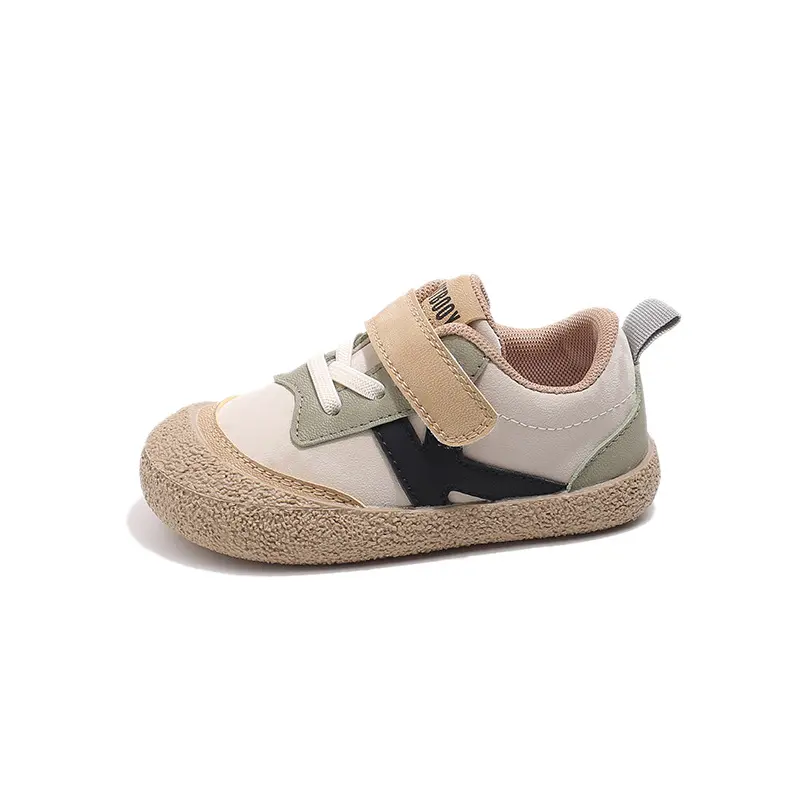 Fresh New Flat Heel Children Sneakers for Spring 2025 Chic Designer Kids Shoes Boys Gray Sneaker Beige Sports Shoes Girls I06042