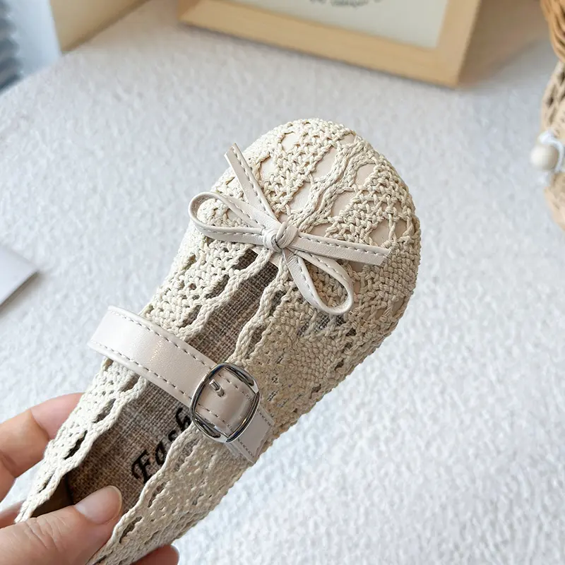 Baby Shoes 2025 Spring Summer New Knitted Lace Fabric Breathable Girls Princess Shoes Non-slip Soft Baby Toddler Shoes I05286
