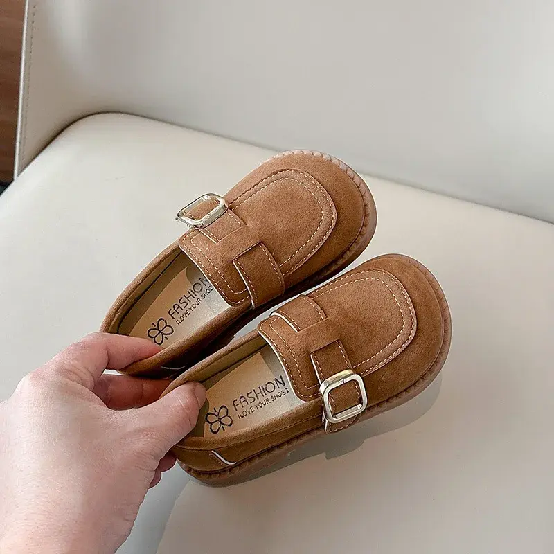 Girls Flats Spring Fall Shallow Lazy Loafers Shoes for Kids Girl Comfortable Soft Suede Sneaker Casual School Shoes Child I02111