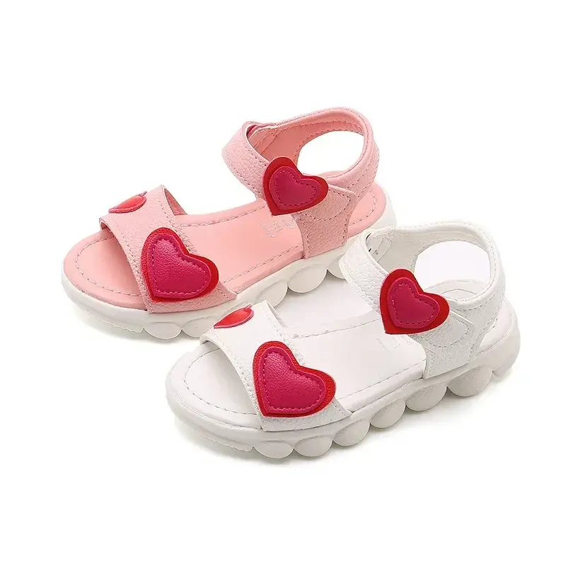 Lovely Heart Shape Children Sandals for Girls 2025 Summer Open Toe Sandals Kids Girls New Arrival Baby Girl Beach Shoes I03123