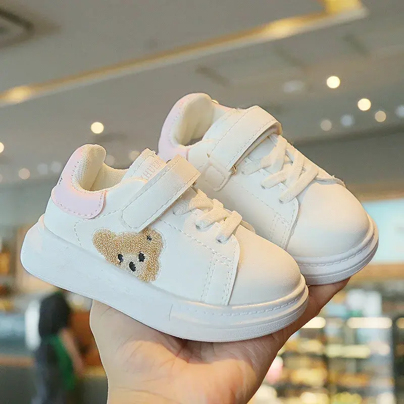Cute Furry Bear Pattern Children Sneakers Flat Heel Baby Girl Shoes Platform Little Boy Running Shoes Kids tenis Shoes F08194