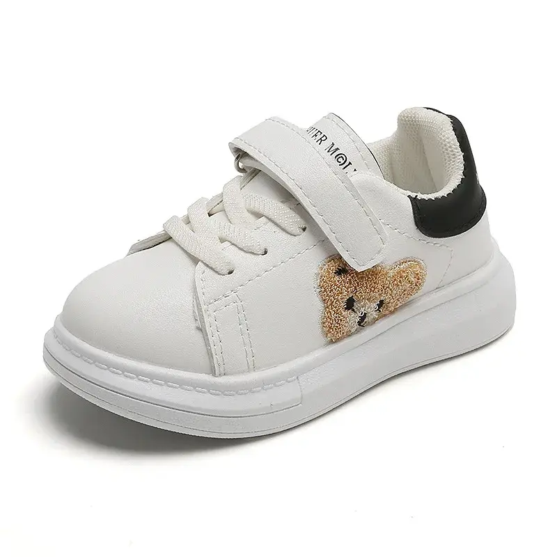 Cute Furry Bear Pattern Children Sneakers Flat Heel Baby Girl Shoes Platform Little Boy Running Shoes Kids tenis Shoes F08194
