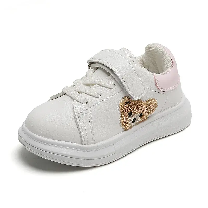 Cute Furry Bear Pattern Children Sneakers Flat Heel Baby Girl Shoes Platform Little Boy Running Shoes Kids tenis Shoes F08194