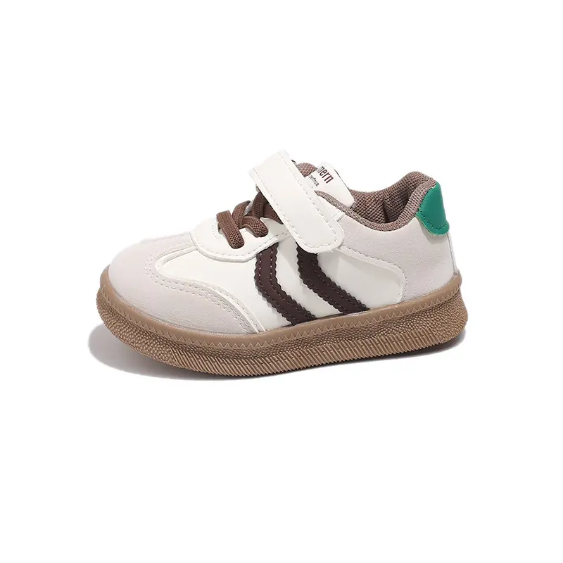 Super Children's Flat Casual Shoes Students Shallow Stripes Girls Sneakers Leather Kids Shoes for Boys Patchwork Footwear H07221