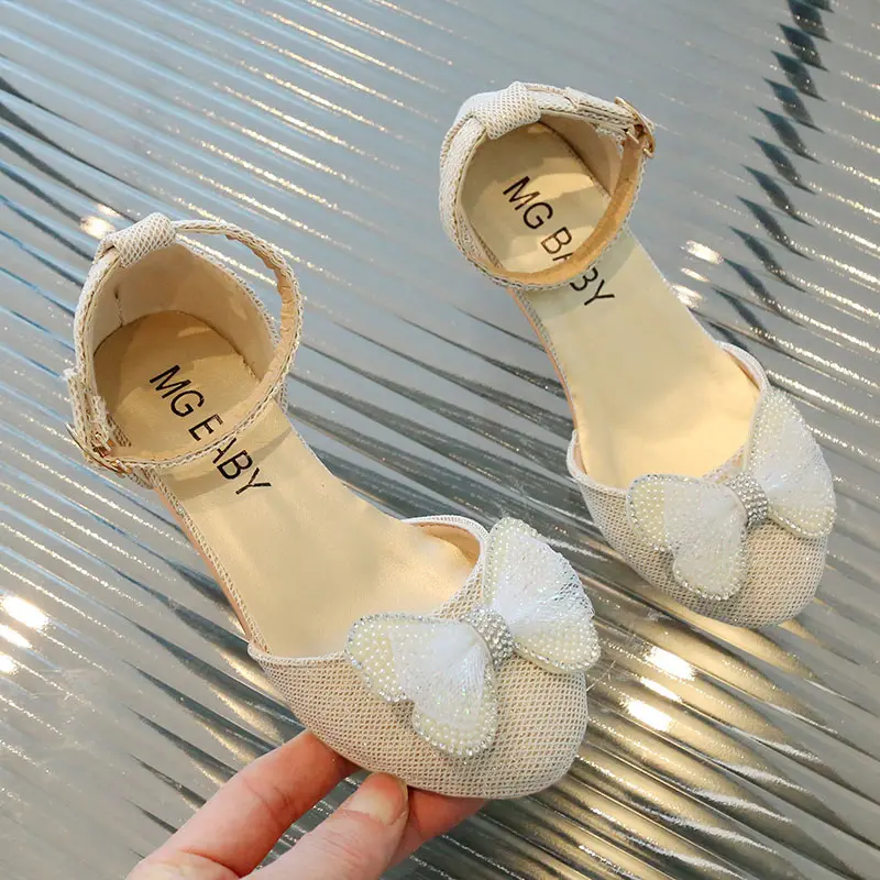 Girls Roman Sandals 2025 Summer New Children's Pointed Toe Rivets Wedding Princess Shoes Fashion Party Kids Shoes Girl G12157
