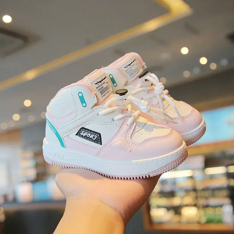 2024 Autumn Basketball Children Chunky Sneakers for Boys 1 to 9 years Baby Girl Sports Shoes Designer Kids Trainers Boots E08161