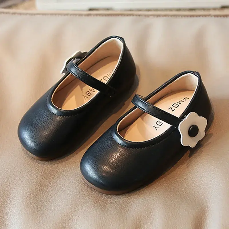 Little Girls Mary Janes Soft Leather 2025 Spring Summer Children Princess Shoes Lightweight Daily 21-30 Toddler Kids Flat I07148