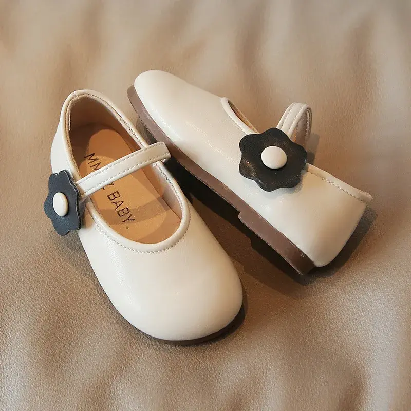 Little Girls Mary Janes Soft Leather 2025 Spring Summer Children Princess Shoes Lightweight Daily 21-30 Toddler Kids Flat I07148