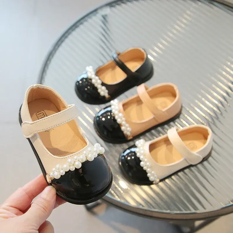 Elegant Pearl Princess Shoes for Girls 2025 Spring Summer Toddler Girl Dress Shoes mary jane Baby Girl Wedding Shoes Kids I07203