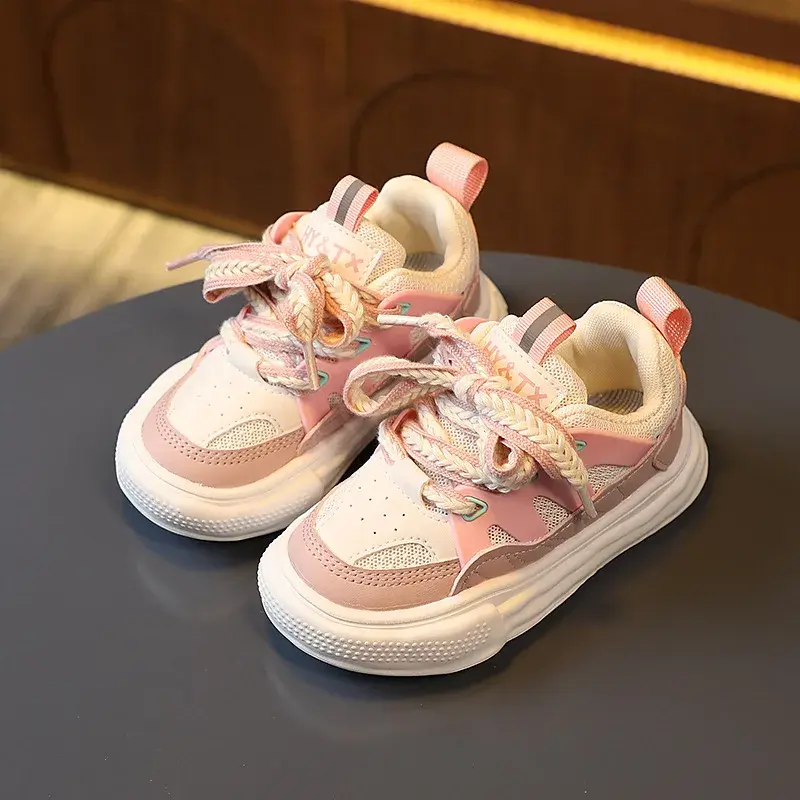 Mesh Patchwork Children Sneakers for Boys All-match Shoes Flat Heel Designer Girl Shoes Platform School Children Footwear F08261