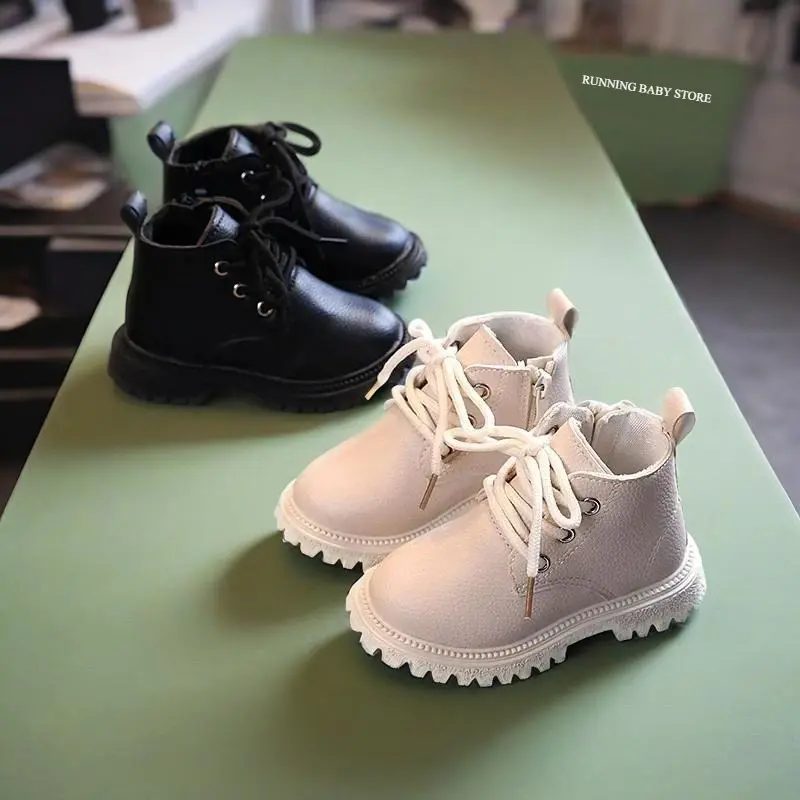 2025 Early Spring New Children's Ankle Boots High Quality Artificial Leather Short Boots Boys Girls Platform Shoes Kids I07138
