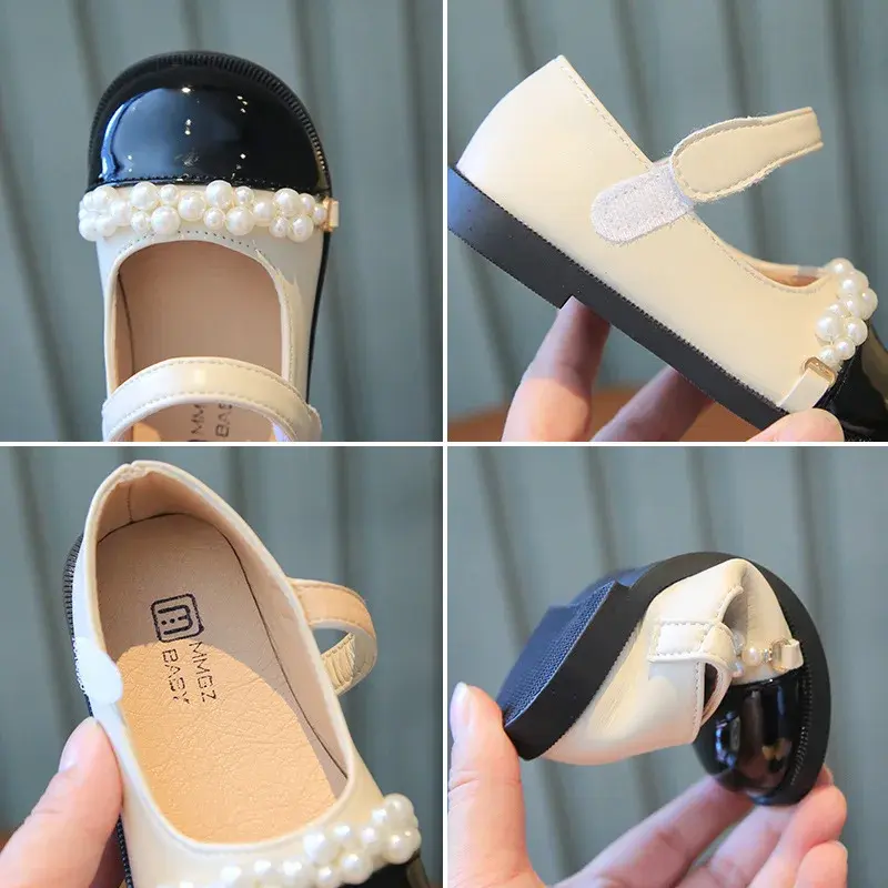 Elegant Pearl Princess Shoes for Girls 2025 Spring Summer Toddler Girl Dress Shoes mary jane Baby Girl Wedding Shoes Kids I07203