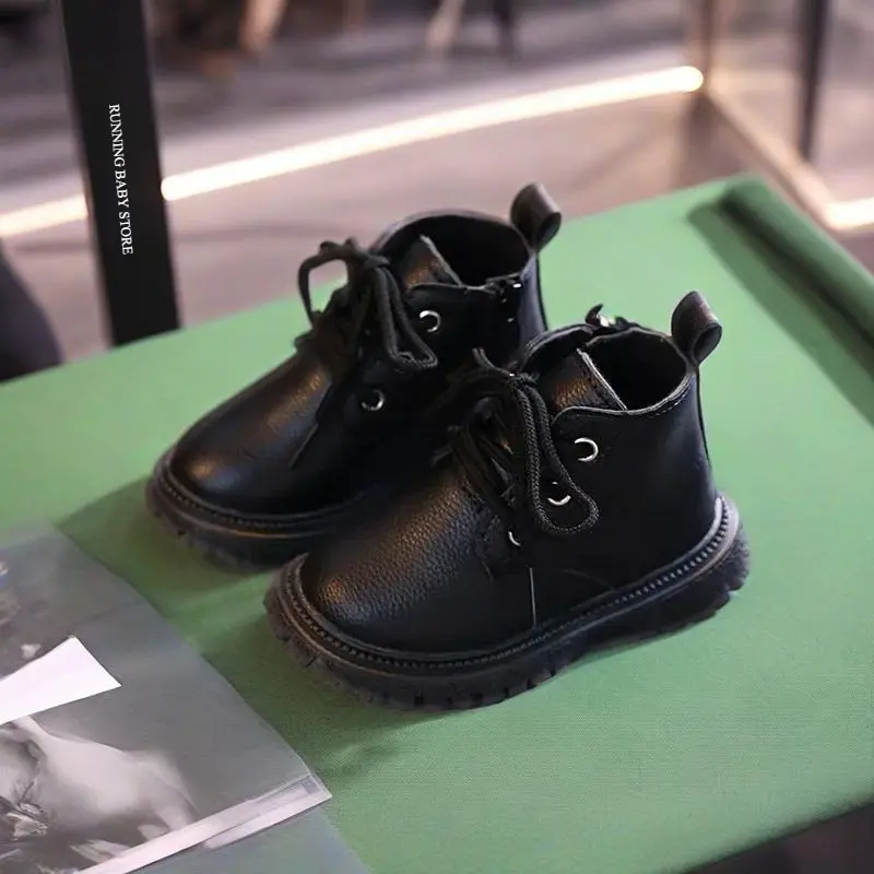 2025 Early Spring New Children's Ankle Boots High Quality Artificial Leather Short Boots Boys Girls Platform Shoes Kids I07138