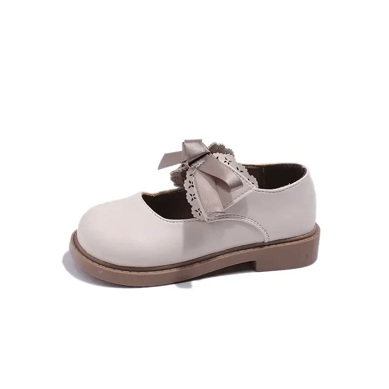 Girls Princess Leather Shoes Students Runway Footwear Ribbons Floral Dance Shoes New Nice Children Performance Shoes Girl G12123