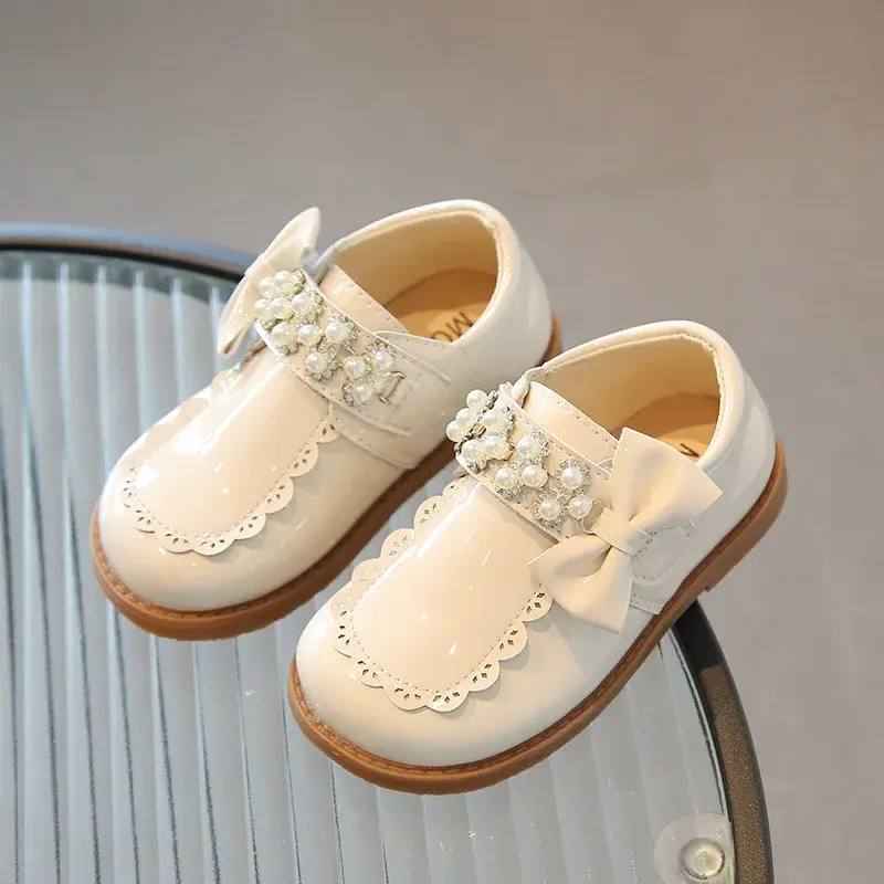 Sweet and Cute Flowers Princess Shoes for Girls Kids England Style Floral Lolita Baby Girl Holiday Party Leather Shoes F12061