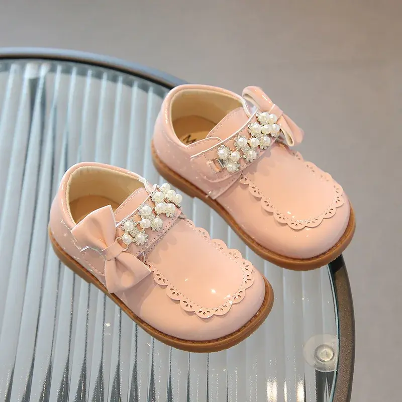 Sweet and Cute Flowers Princess Shoes for Girls Kids England Style Floral Lolita Baby Girl Holiday Party Leather Shoes F12061