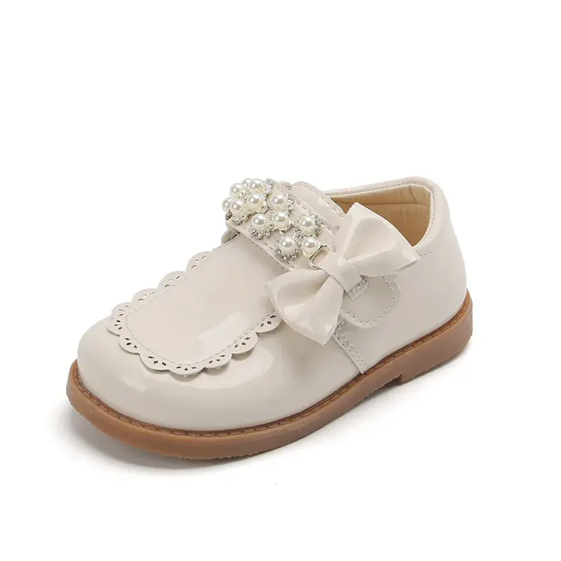 Sweet and Cute Flowers Princess Shoes for Girls Kids England Style Floral Lolita Baby Girl Holiday Party Leather Shoes F12061
