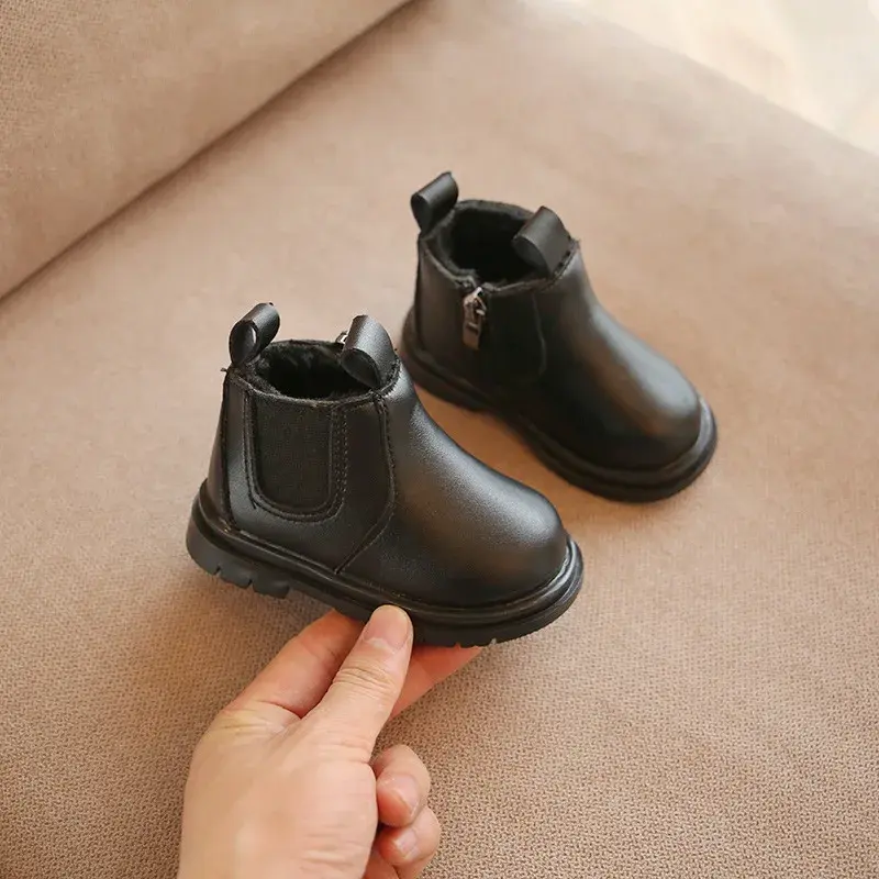 Vintage Children Snow Boots Black White Pink Platform Kids Fur Boots for Girls Baby Toddler Children Boys Shoes Keep Warm F10231