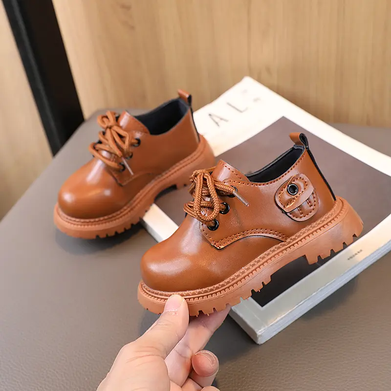Little Boys Gentleman's Leather Shoes England Style Leisure Baby Boy Dress Shoes New Luxury Designer Shoes for Children H03033