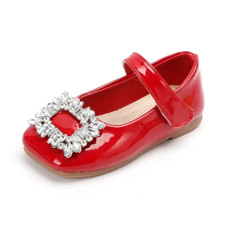 2025 The Latest Style Baby Girl mary Janes Shoes Patent Leather Fashion Square Toe Rhinestone Wedding Party Shoes Kids I07186