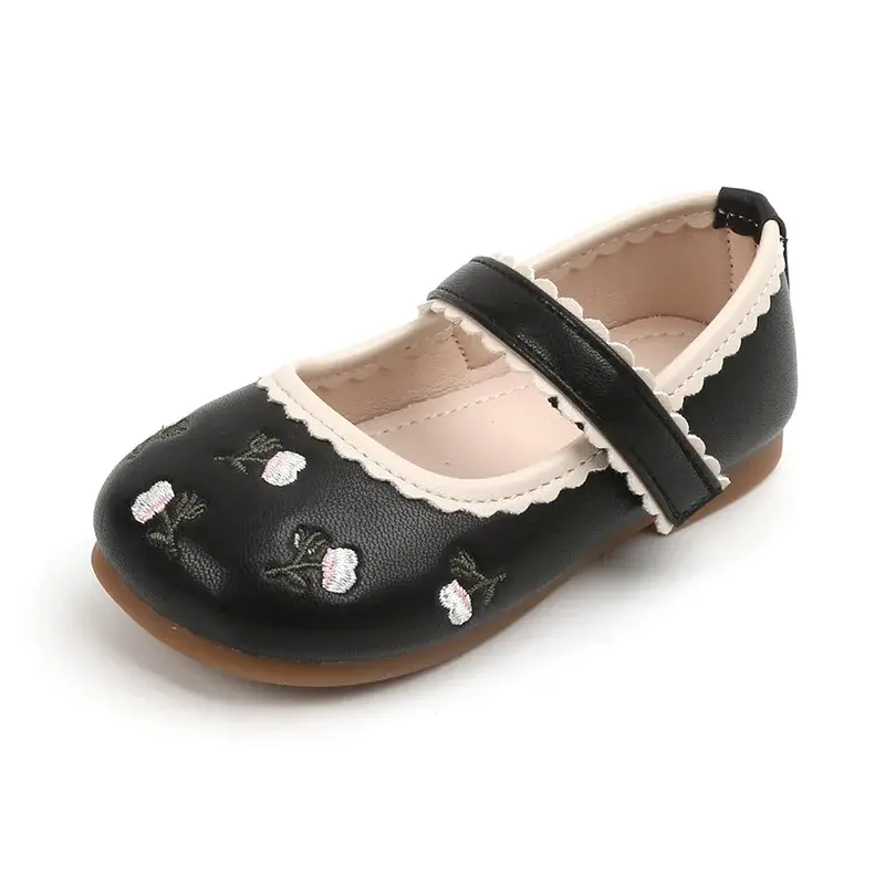 New Girls Princess Leather Shoes 2025 Spring Children Flowers National Style Dance Shoes Kids Toddler Girls Shoes Flats I07285