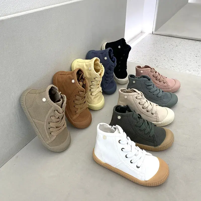 Children Casual Shoes Unisex 2024 Classic High Top Girls Canvas Shoes Student Lace up Sneakers for Boys Kids Shoes Child F08141
