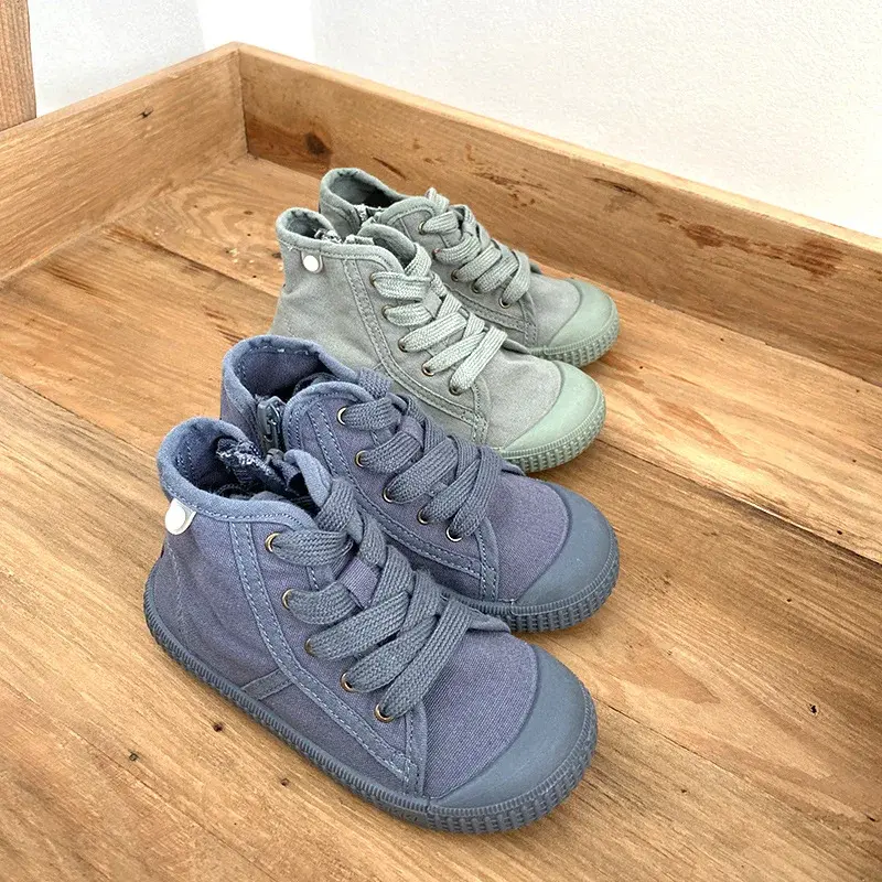 Children Casual Shoes Unisex 2024 Classic High Top Girls Canvas Shoes Student Lace up Sneakers for Boys Kids Shoes Child F08141