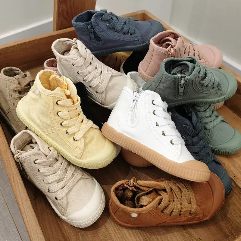 Children Casual Shoes Unisex 2024 Classic High Top Girls Canvas Shoes Student Lace up Sneakers for Boys Kids Shoes Child F08141