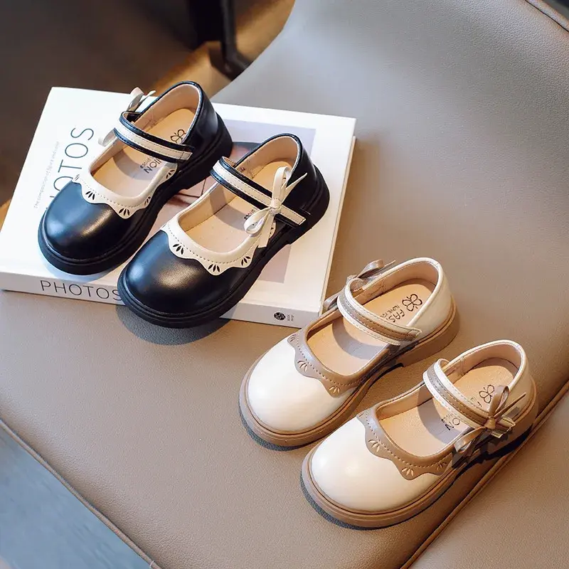 Cute Flower Bordered Children Shoes Girls Runway Performance Toddler Shoes Girl Pretty Princess Baby Girl Shoes mary jane I07192