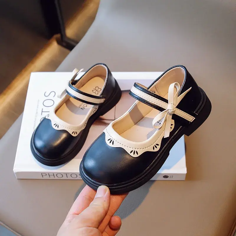Cute Flower Bordered Children Shoes Girls Runway Performance Toddler Shoes Girl Pretty Princess Baby Girl Shoes mary jane I07192