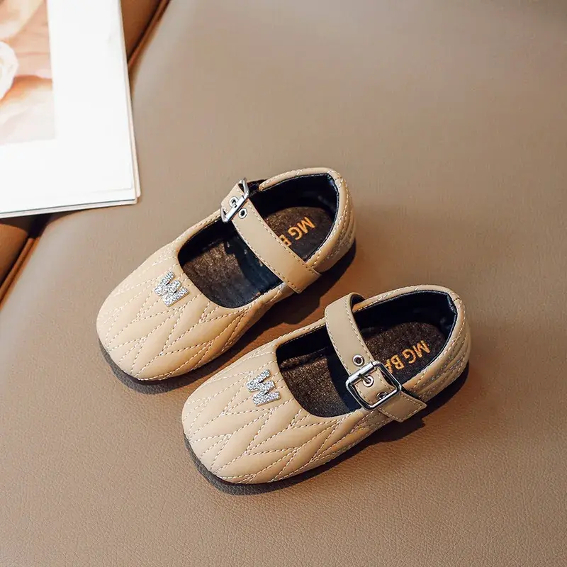 Modern Unique Stitching Evening Party Dress Shoes Children Girls Shallow Non-slip Baby Toddler mary janes with Hardware I07176