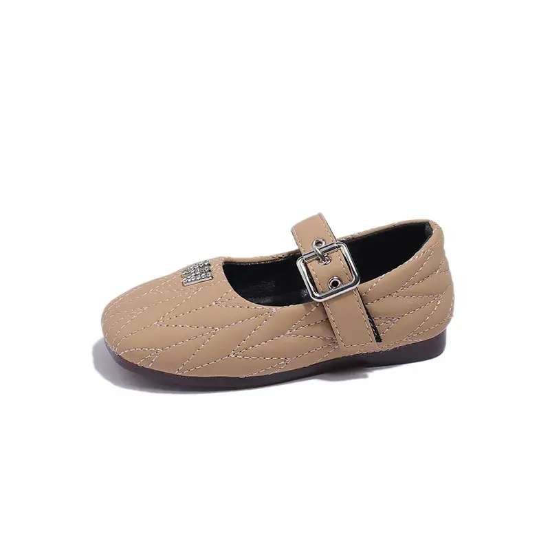 Modern Unique Stitching Evening Party Dress Shoes Children Girls Shallow Non-slip Baby Toddler mary janes with Hardware I07176