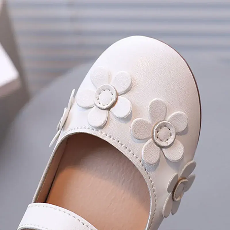 Children Girls Shoes Princess Appliques Mary Janes Flowers Little Girl's Fall Leather Shoes School Kids Flats Dance Shoe I07153