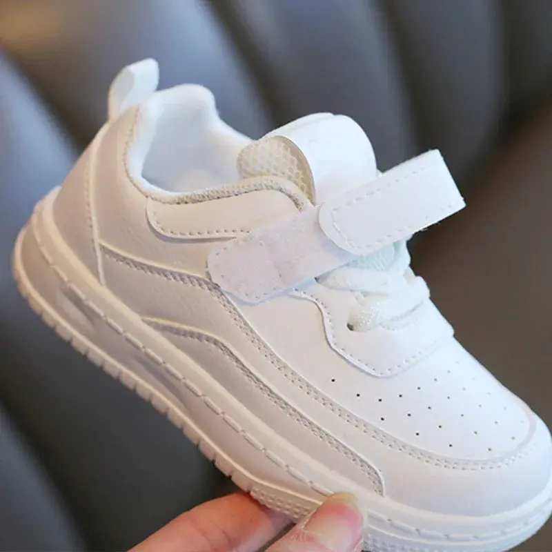 Children Leather Platform Shoes Fashion White Chunky Heel Sneakers Casual Flat Sports Shoes Kids Brand Designer Footwear I07205