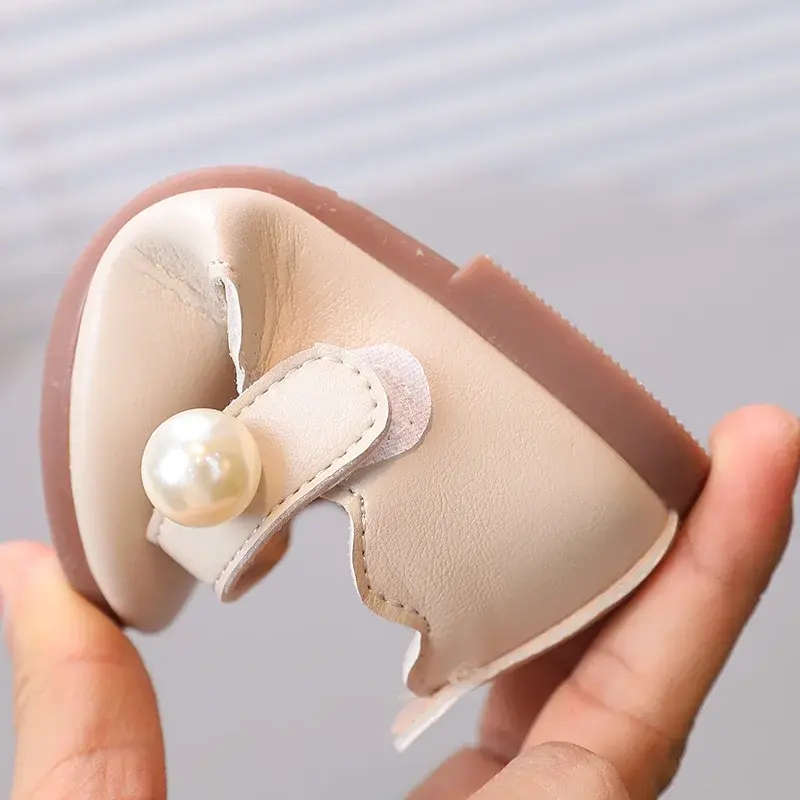 2025 Large Pearl Decoration Baby Girl Mary Janes Shoes Child Low Heel Dance Shoes for Princess Girl Lightweight Footwear I07156