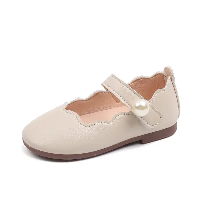 2025 Large Pearl Decoration Baby Girl Mary Janes Shoes Child Low Heel Dance Shoes for Princess Girl Lightweight Footwear I07156