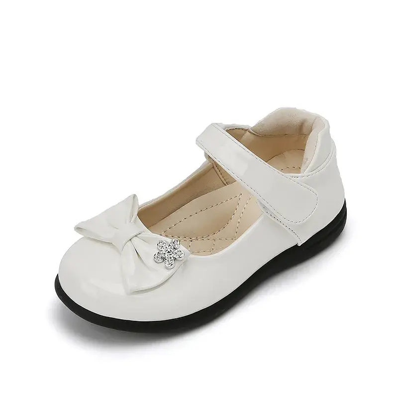 Girls Leather Shoes Spring Autumn New Flower Little Girl Shoes Fashion Bowtie Kids Girl Princess Dancing Shoes Size 26-36 I07163