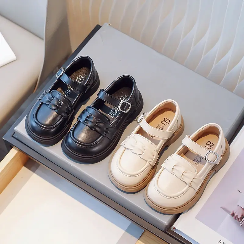 French Style Little Girl Dress Shoes Child Brand Designer Knot Band Soft Bottom Children Bridesmaid Wedding Party Shoes I07164