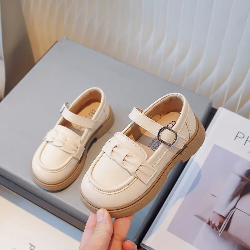 French Style Little Girl Dress Shoes Child Brand Designer Knot Band Soft Bottom Children Bridesmaid Wedding Party Shoes I07164