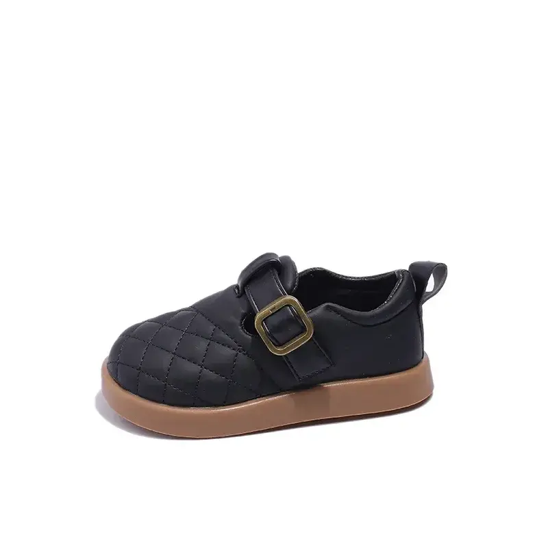 New Girls Leather Shoes Britsh Style Plaid Vamp Children Everyday Shoes Elegant Black Beige Casual Fall Girl School Shoes I04233
