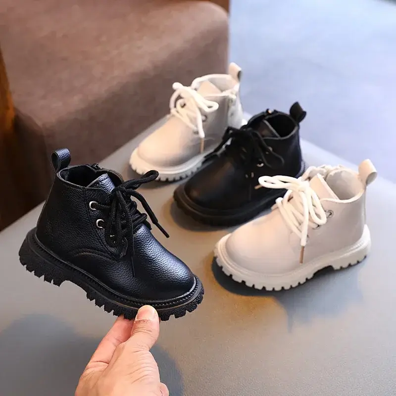 2025 Early Spring New Children's Ankle Boots High Quality Artificial Leather Short Boots Boys Girls Platform Shoes Kids I06201