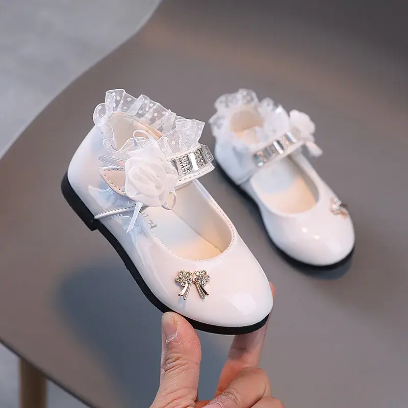 New Children Girls Dress Shoes for Weddings and Prom Party 2025 Spring Autumn Princess Shoes Girl Rhinestone School Shoes I07238