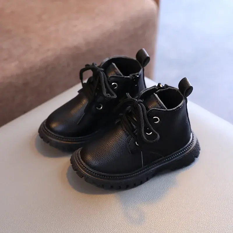 2025 Early Spring New Children's Ankle Boots High Quality Artificial Leather Short Boots Boys Girls Platform Shoes Kids I06201