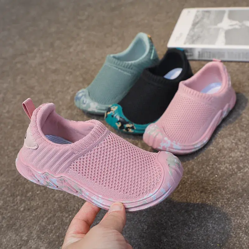 Children Sports Shoes School Running Shoes for Student 2025 Casual Knitted Fabric Comfortable Soft Sole Boy Girl Sneakers I07124
