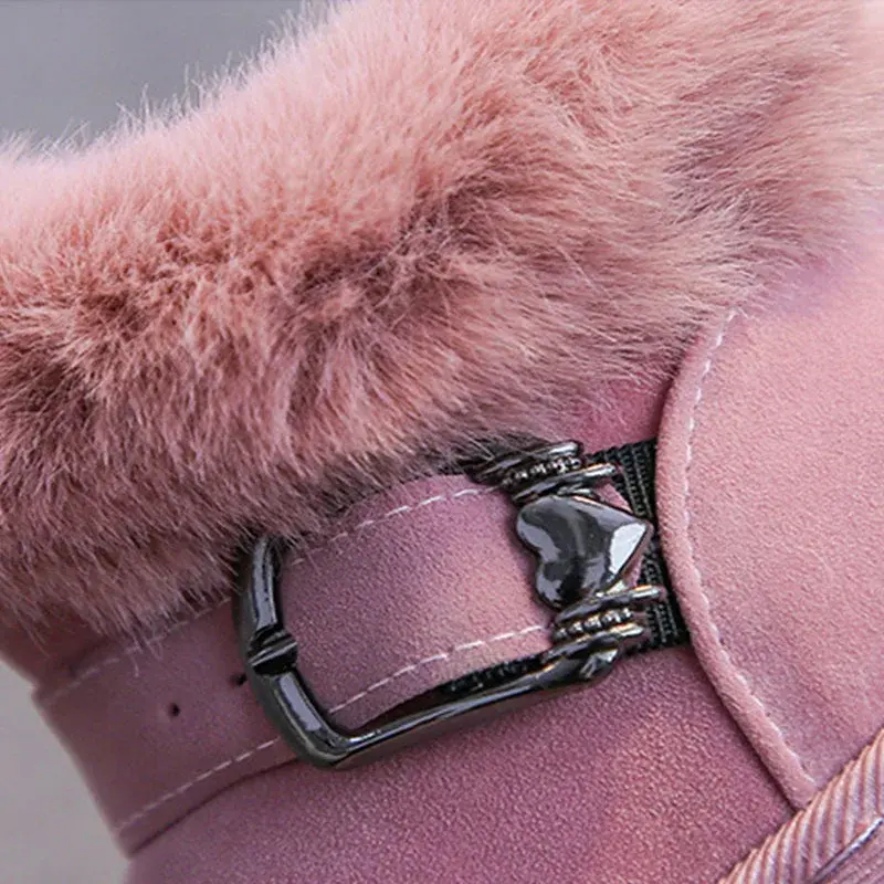 2024 Winter New Children's Snow Boots Girls Furry Fur Princess Short Boots Super Warm Platform Boots Winter Plush Shoes H06301