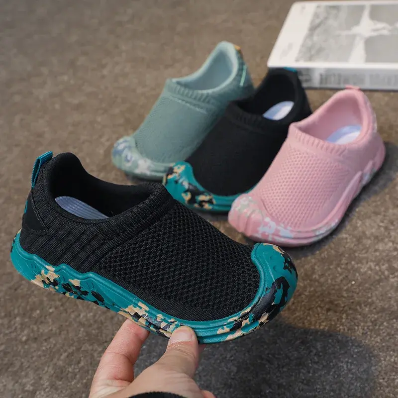 Children Sports Shoes School Running Shoes for Student 2025 Casual Knitted Fabric Comfortable Soft Sole Boy Girl Sneakers I07124