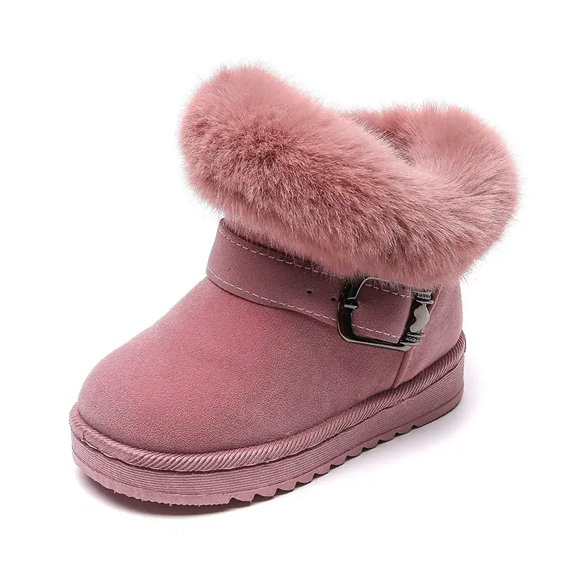 2024 Winter New Children's Snow Boots Girls Furry Fur Princess Short Boots Super Warm Platform Boots Winter Plush Shoes H06301