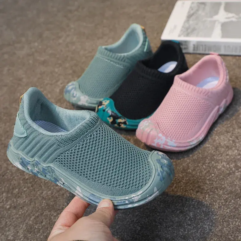 Children Sports Shoes School Running Shoes for Student 2025 Casual Knitted Fabric Comfortable Soft Sole Boy Girl Sneakers I07124